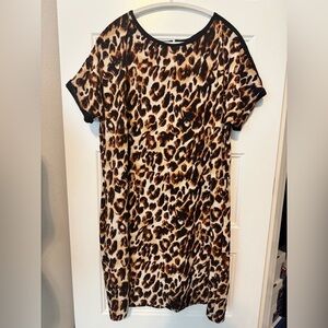 Gibson Latimer Women's Leopard Print Short Sleeve Dress Size Large